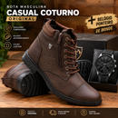 Kit Bota Masculina Casual Coturno + Relógio Ponteiro